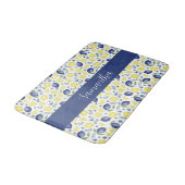 Tapis De Bain Blue French Country Lemon Pattern Monogram Name (Angle)