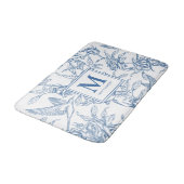 Tapis De Bain Blue French Toile Monogram Name (Angle)