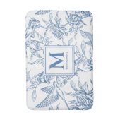 Tapis De Bain Blue French Toile Monogram Name (Devant (Vertical))
