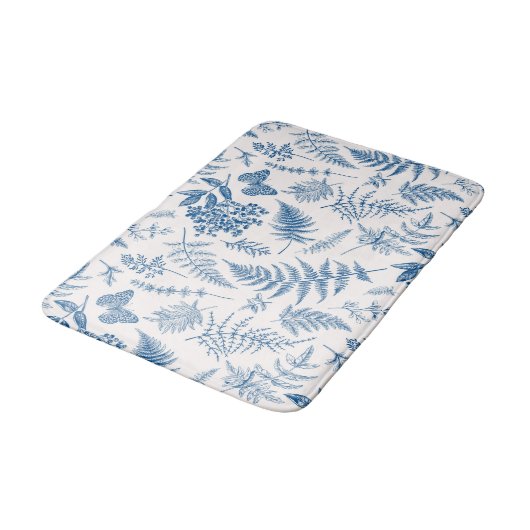 Tapis De Bain Blue Garden Butterfly & Floral Garden Motif (Angle)