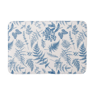 Tapis De Bain Blue Garden Butterfly & Floral Garden Motif