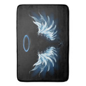 Tapis De Bain Blue Glowing Angel Wings on black background (devant Vertical)
