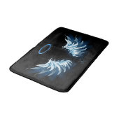 Tapis De Bain Blue Glowing Angel Wings on black background (Angle)
