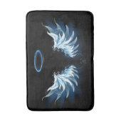 Tapis De Bain Blue Glowing Angel Wings on black background (Devant (Vertical))