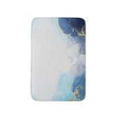 Tapis De Bain Blue Gold Fluid Art dans la technique de l'encre d (Devant (Vertical))