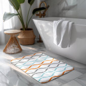 Tapis De Bain Blue, gray and orange funky stripes pattern