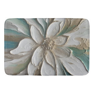 Tapis De Bain Blue Green Gold et blanc Abstrait Flower