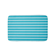 Blue Green, Teal Bath Mat Stripes