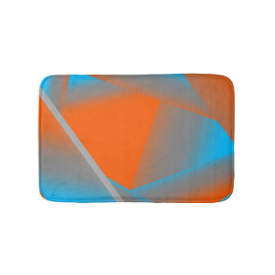 Tapis De Bain Blue Grey Orange Ombre Géométrique Art Abstrait