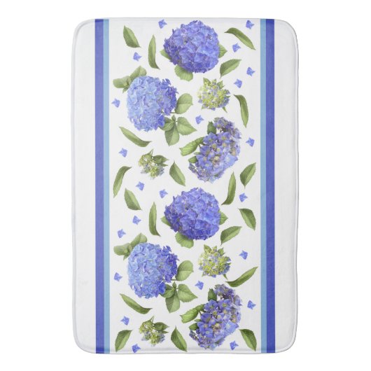 Tapis De Bain Blue Hydrangea Fleurs Art Botanique (devant Vertical)