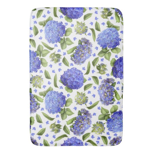 Tapis De Bain Blue Hydrangeas All Over Floral Pattern (devant Vertical)