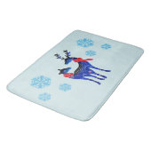 Tapis De Bain Blue Nordic Christmas Reindeer Pair (Angle)