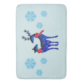 Tapis De Bain Blue Nordic Christmas Reindeer Pair (devant Vertical)
