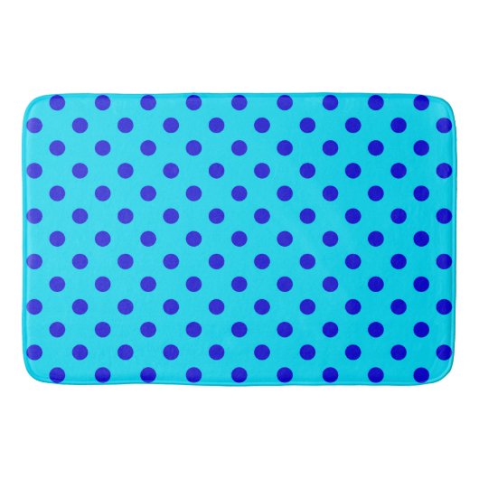 Tapis De Bain Blue On Cyan Polka Dots Pattern Design (Devant)