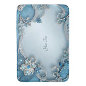 Tapis De Bain Blue Ornate Floral Bath Mat (devant Vertical)