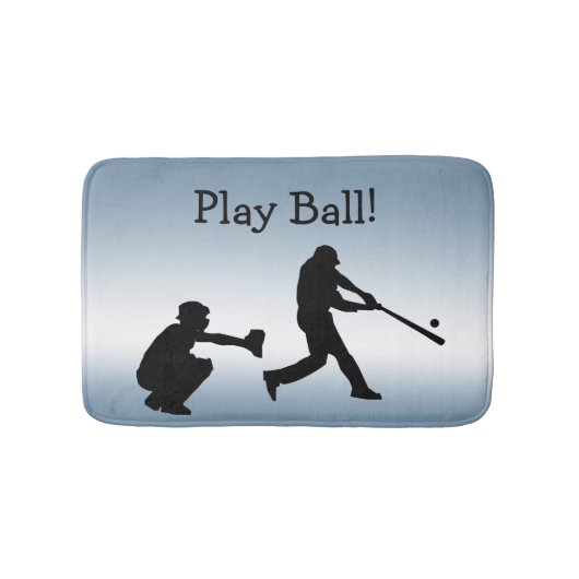 Tapis De Bain Blue Play Ball Baseball Sport Bain Mat (Devant)