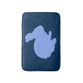 Tapis De Bain Blue Polka Point Silhouette Lapin Rabbit Mat (Devant (Vertical))