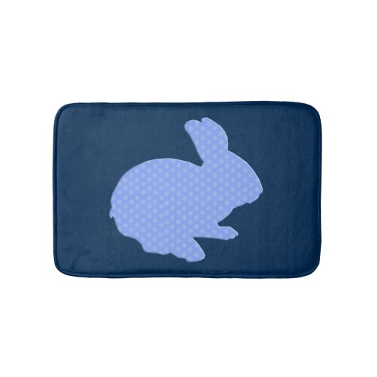 Tapis De Bain Blue Polka Point Silhouette Lapin Rabbit Mat (Devant)