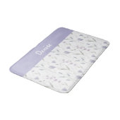 Tapis De Bain Blue Purple Watercolor Wildflower Monogram  (Angle)