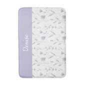 Tapis De Bain Blue Purple Watercolor Wildflower Monogram  (Devant (Vertical))