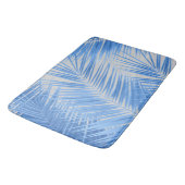 Tapis De Bain Blue Silver Grey Palm Feuilles Dream #1a (Angle)
