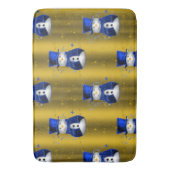 Tapis De Bain Blue Snowman sur Gold Christmas (devant Vertical)