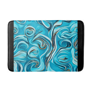 Tapis De Bain Blue Swirls Digital Abstrait Art