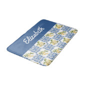 Tapis De Bain Blue Tile French Country Lemon Custom Name (Angle)