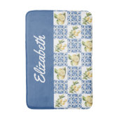 Tapis De Bain Blue Tile French Country Lemon Custom Name (Devant (Vertical))