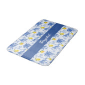 Tapis De Bain Blue Toile Palm Trees Lemons Monogram Name (Angle)