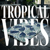 Tapis De Bain Blue Tropical Botanical Leaf Pattern – Elegant