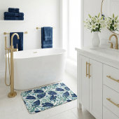 Tapis De Bain Blue Tropical Botanical Leaf Pattern – Elegant