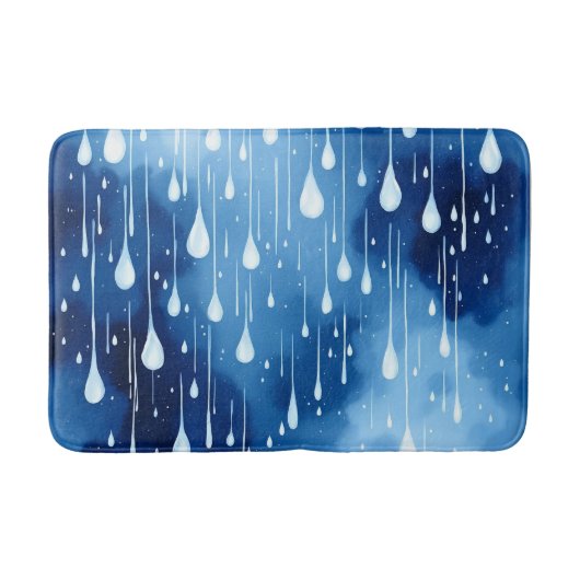 Tapis De Bain Blue White Nature Raindrops Motif Bath Mat (Devant)