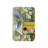 Tapis De Bain Bluebirds et Hexagon Birdhouse Blue (Devant (Vertical))