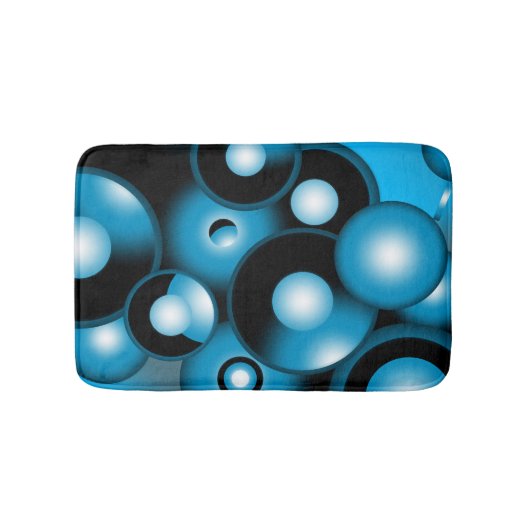 Tapis De Bain Blues Cercle Concentré Orbital Art Abstrait (Devant)