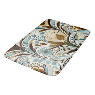 Tapis De Bain Blues et Browns botaniques