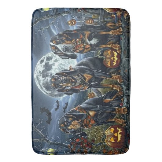 Tapis De Bain Bluetick Coonhound Halloween Éffrayant (devant Vertical)