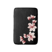 Tapis De Bain Blush Magnolias sur Noir (Devant (Vertical))