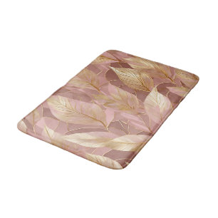 Tapis De Bain Blush Pink Gold Boho Modern Leaves Collection