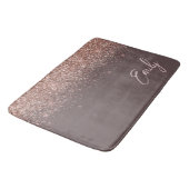 Tapis De Bain Blush Rose Gold Terracotta Pailleté Monogramme (Angle)