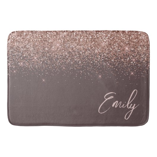 Tapis De Bain Blush Rose Gold Terracotta Pailleté Monogramme (Devant)