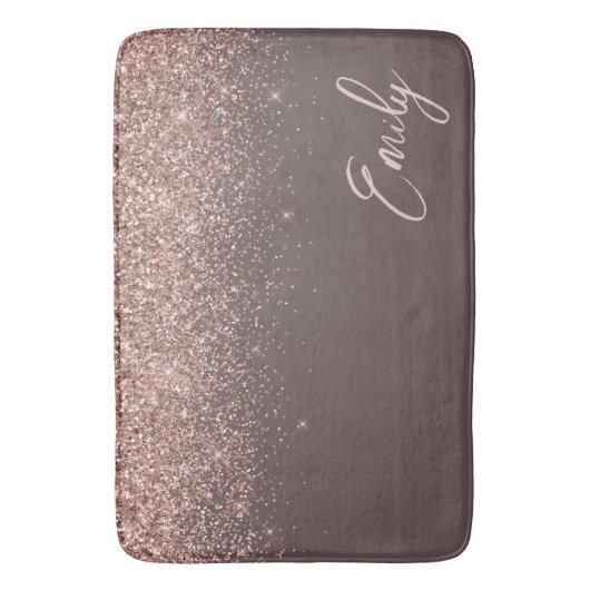 Tapis De Bain Blush Rose Gold Terracotta Pailleté Monogramme (devant Vertical)