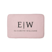 Tapis De Bain Blush Rose Poussiéreux Écriture Moderne Monogramme (Devant)