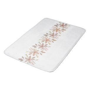 Tapis De Bain Blush Tendre Terracotta Floral Aquarelle