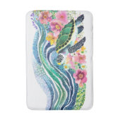 Tapis De Bain Bohême Blue Waves Happy Turtle Aquarelle (Devant (Vertical))