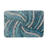 Tapis De Bain bohème chic gris argenté bleu turquoise (Devant)