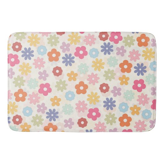 Tapis De Bain Boho 70's Retro Daisy Flowers (Devant)