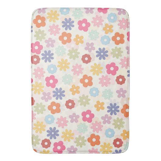 Tapis De Bain Boho 70's Retro Daisy Flowers (devant Vertical)