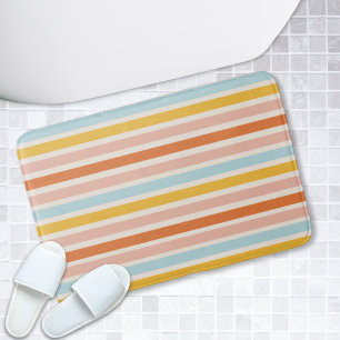 Tapis De Bain Boho Arc-en-ciel rayé rose Rouge Bleu Jaune Bain M