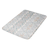 Tapis De Bain Boho Beach Turquoise Pêche Gris Chevron Diamant (Angle)